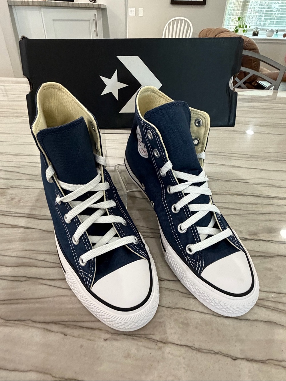 Converse High Top Sneakers in Navy and White